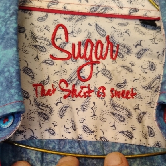 Suger Blue Short Sleeve Button Up  Shirt - Picture 3 of 6